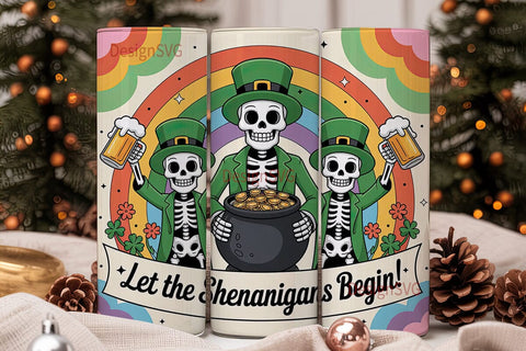 St. Patrick's Skeletons Tumbler Wrap Sublimation DesignSVG 