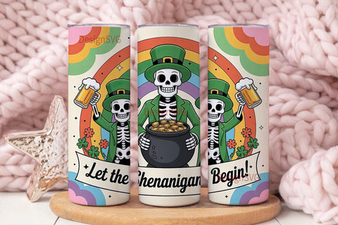 St. Patrick's Skeletons Tumbler Wrap Sublimation DesignSVG 