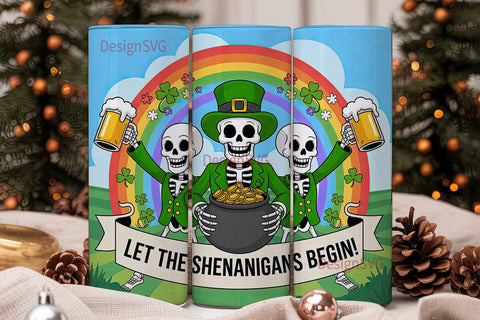 St. Patrick's Skeletons Tumbler Wrap Sublimation DesignSVG 