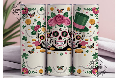 St. Patrick's Sugar Skull Tumbler Wrap Sublimation sassyprint 