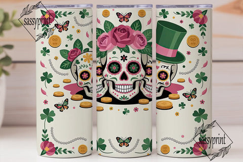 St. Patrick's Sugar Skull Tumbler Wrap Sublimation sassyprint 