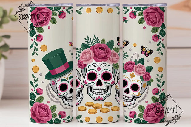 St. Patrick's Sugar Skull Tumbler Wrap Sublimation sassyprint 