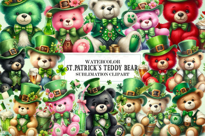 St. Patrick's Teddy Bear Clipart Sublimation SVGista 