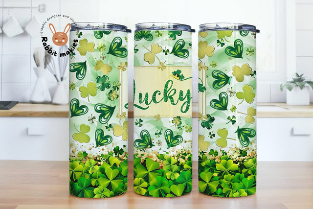 St. Patrick's Tumbler Wrap, 20 oz Skinny Tumbler Sublimation Design, Shamrock Tumbler, St Patrick's Day Tumbler Wrap Sublimation Rabbitmakies 