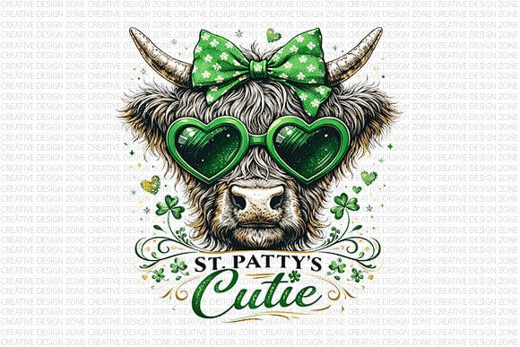 St Patty’s Cutie Cow PNG | Cute Shamrock Sublimation Design SVG BillahCrafts 