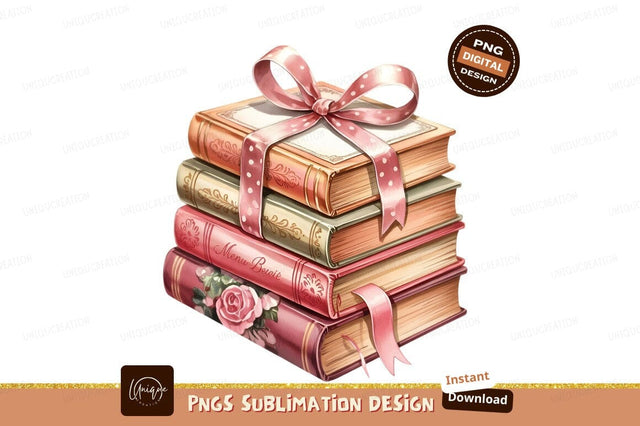 Stack Of Books Watercolor Art Sublimation Png Sublimation Designangry 