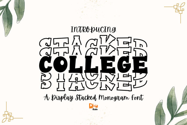 Stacked College Monogram Font Dm Letter Studio 