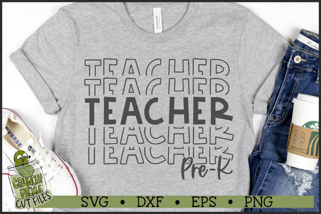 Stacked Pre-K Teacher SVG File SVG Crunchy Pickle 