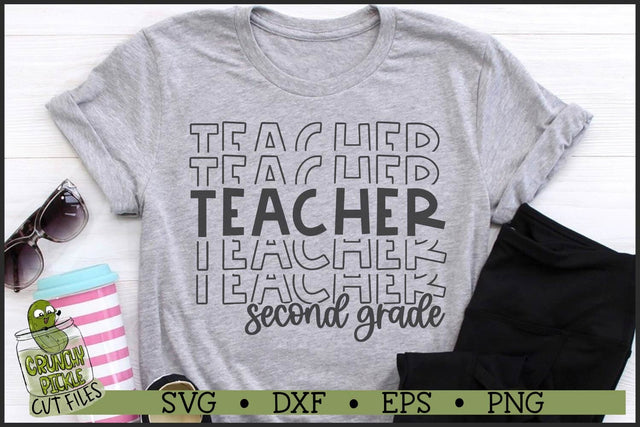 Stacked Second Grade Teacher SVG File SVG Crunchy Pickle 