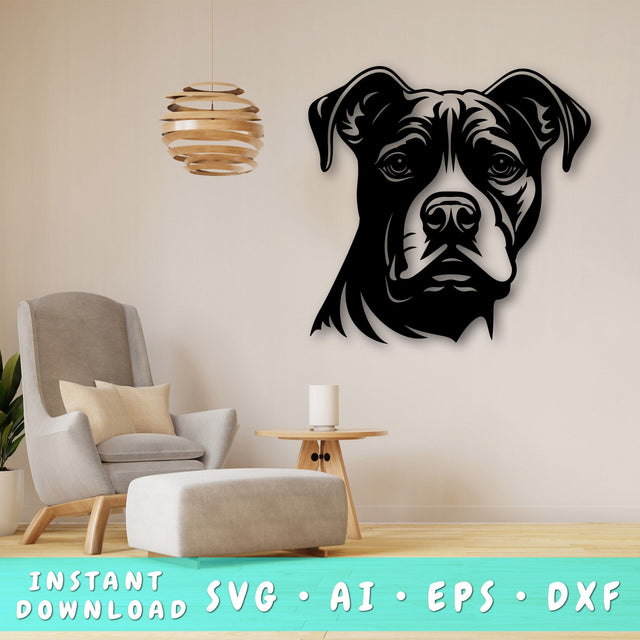 Staffordshire Bull Terrier Laser SVG Cut File, Staffordshire Bull Terrier Glowforge File, Staffordshire Bull Terrier DXF, Staffordshire Bull Terrier Wall Art SVG SVG HappyDesignStudio 