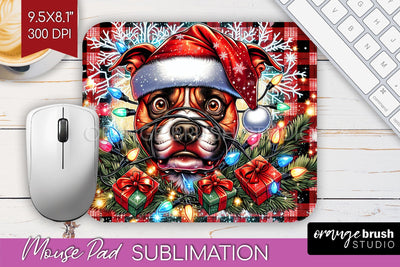Staffordshire Terrier Funny Christmas Dog Mouse Pad PNG Sublimation OrangeBrushStudio 
