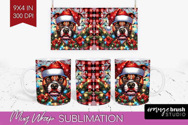 Staffordshire Terrier Funny Christmas Dog Mug Wrap PNG Sublimation OrangeBrushStudio 