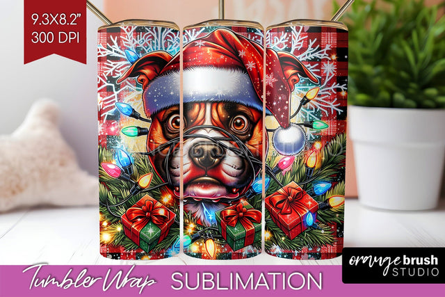 Staffordshire Terrier Funny Christmas Dog Tumbler Wrap Sublimation OrangeBrushStudio 