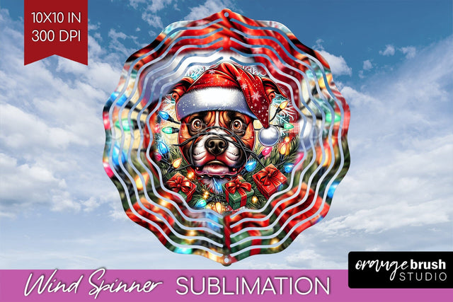 Staffordshire Terrier Funny Christmas Dog Wind Spinner Sublimation OrangeBrushStudio 