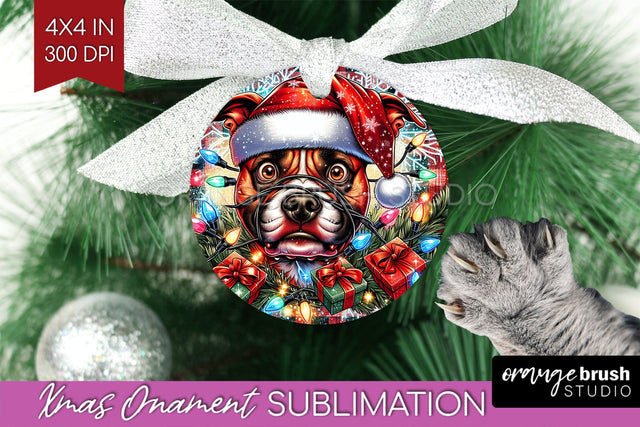 Staffordshire Terrier Funny Dog Christmas Ornament PNG Sublimation OrangeBrushStudio 