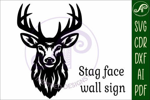 Stag deer face wall art sign, SVG file. vector SVG APInspireddesigns 