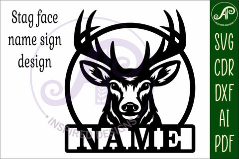 Stag head name wall art sign, SVG file SVG APInspireddesigns 