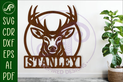 Stag head name wall art sign, SVG file SVG APInspireddesigns 