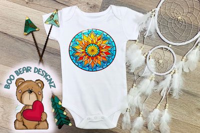 Stain Glass floral Sublimation Sublimation Boo Bear Designz 