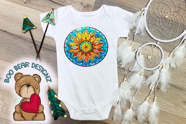 Stain Glass floral Sublimation Sublimation Boo Bear Designz 