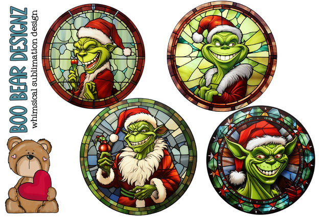 Stain Glass Grinch Clipart Sublimation Boo Bear Designz 