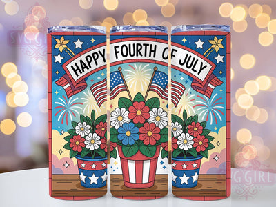 Stained Glass 4th July 20oz Tumbler, USA Flag Wrap, Sublimation Gift, Patriotic Mug, 20oz Tumbler Design, Stained Glass Graphic, Happy 4th of July Theme Sublimation SvggirlplusArt 