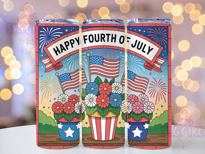 Stained Glass 4th July 20oz Tumbler, USA Flag Wrap, Sublimation Gift, Patriotic Mug, 20oz Tumbler Design, Stained Glass Graphic, Happy 4th of July Theme Sublimation SvggirlplusArt 