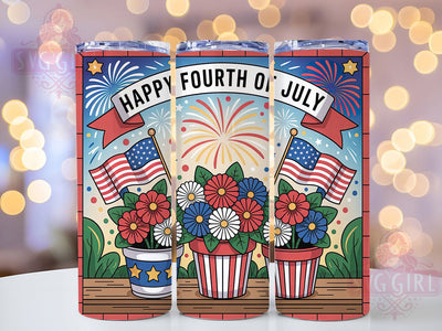 Stained Glass 4th July 20oz Tumbler, USA Flag Wrap, Sublimation Gift, Patriotic Mug, 20oz Tumbler Design, Stained Glass Graphic, Happy 4th of July Theme Sublimation SvggirlplusArt 