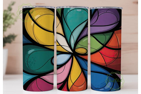 Stained Glass Abstract 20oz Tumbler Wrap Sublimation PixelChick 