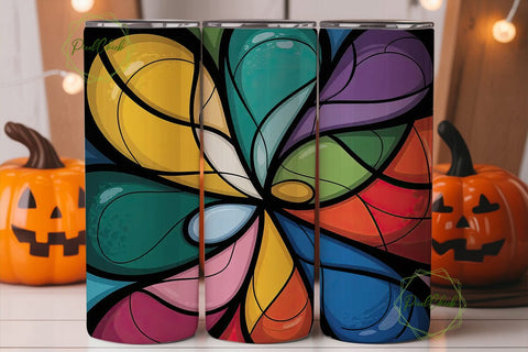 Stained Glass Abstract 20oz Tumbler Wrap Sublimation PixelChick 