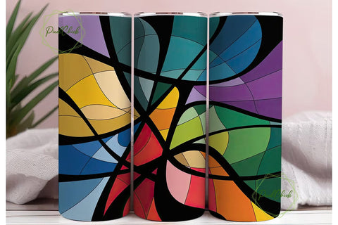 Stained Glass Abstract 20oz Tumbler Wrap Sublimation PixelChick 