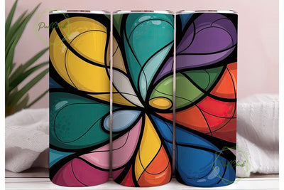 Stained Glass Abstract 20oz Tumbler Wrap Sublimation PixelChick 