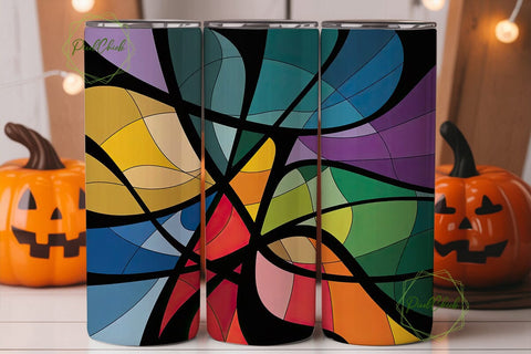 Stained Glass Abstract 20oz Tumbler Wrap Sublimation PixelChick 