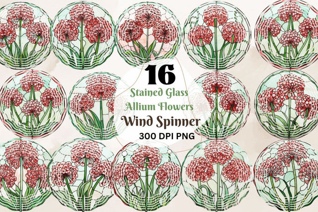 Stained Glass Allium Flowers Wind Spinner Sublimation Regulrcrative 