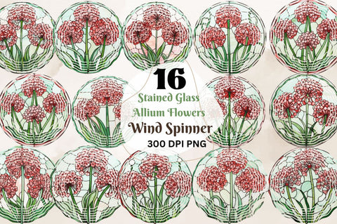 Stained Glass Allium Flowers Wind Spinner Sublimation Regulrcrative 