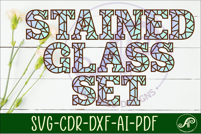 Stained glass alphabet set. 2 layer letters. 54 letters SVG APInspireddesigns 