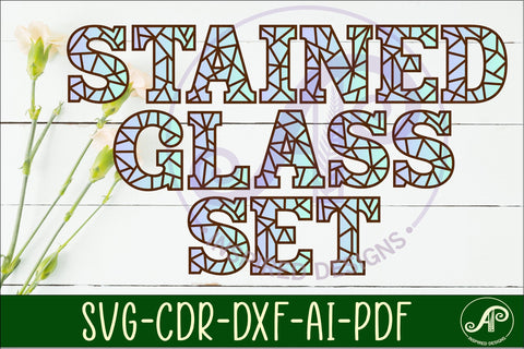 Stained glass alphabet set. 2 layer letters. 54 letters SVG APInspireddesigns 