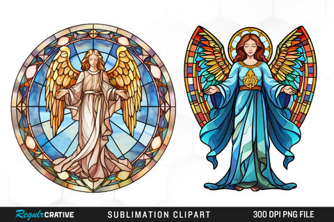 Stained Glass Angel Clipart Bundle Sublimation Regulrcrative 