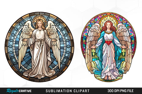 Stained Glass Angel Clipart Bundle Sublimation Regulrcrative 