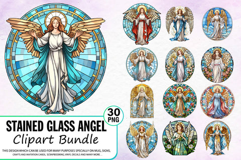 Stained Glass Angel Clipart Bundle Sublimation Regulrcrative 
