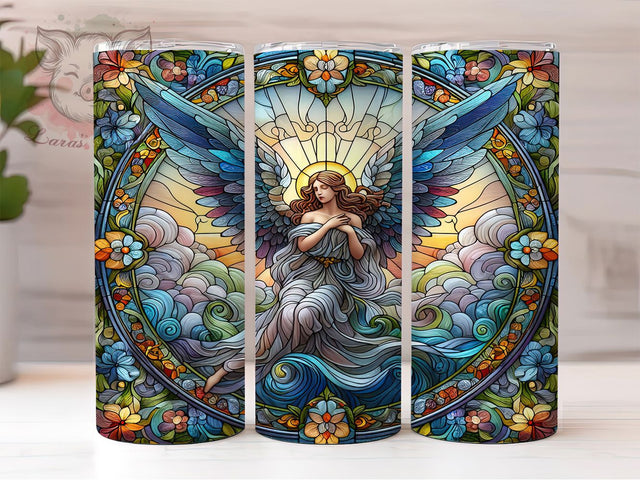 Stained Glass Angel Tumbler Wrap, Angel Tumbler Wrap, Glass Art Tumbler, Angel Sublimation Design, 20oz Tumbler Angel, Spiritual Tumbler Wrap, Angelic Glass Design Sublimation Lara' s Designs 