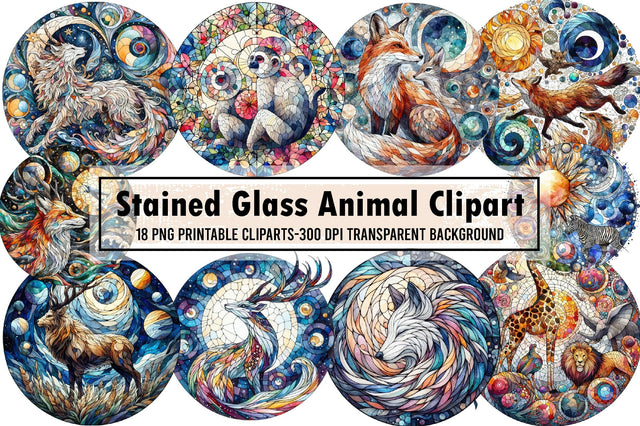 Stained Glass Animal Sublimation Clipart Sublimation designartist 