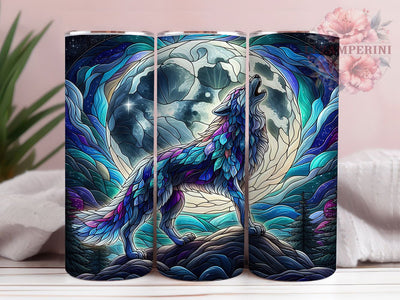 Stained Glass Artistic Wolf Tumbler, Artistic Wolf Tumbler, Whimsical Wolf Wrap, Colorful Glass Wolf Wrap, Abstract Wolf Wrap, Sublimation Design, Trendy Gift Idea Sublimation Li Zamperini 