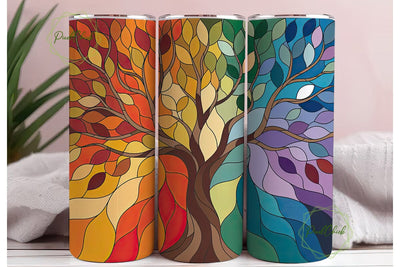 Stained Glass Autumn Tree 20oz Tumbler Sublimation PixelChick 
