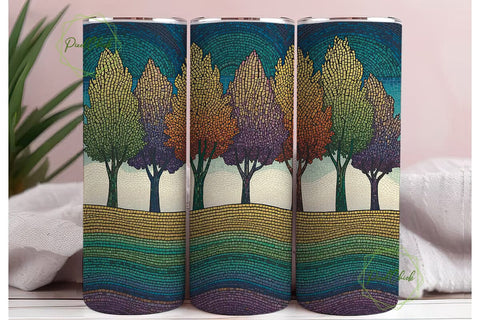 Stained Glass Autumn Trees 20oz Tumbler Sublimation PixelChick 