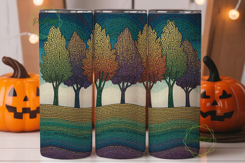 Stained Glass Autumn Trees 20oz Tumbler Sublimation PixelChick 