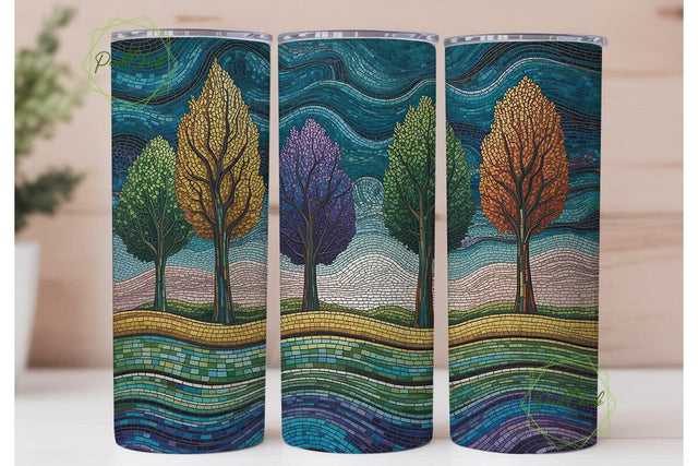 Stained Glass Autumn Trees 20oz Tumbler Sublimation PixelChick 