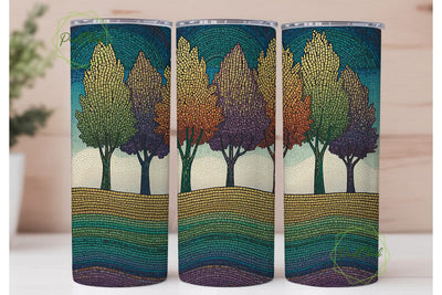 Stained Glass Autumn Trees 20oz Tumbler Sublimation PixelChick 