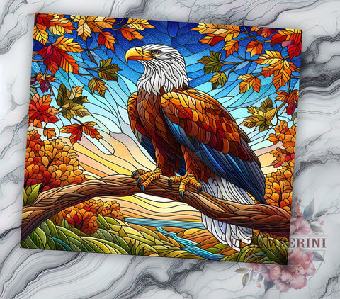 Stained Glass Bald Eagle 20oz Tumbler Wrap PNG, Bald Eagle Tumbler Png, Straight & Tapered Tumbler Wrap, Instant Digital Download Sublimation Li Zamperini 
