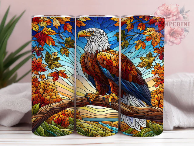 Stained Glass Bald Eagle 20oz Tumbler Wrap PNG, Bald Eagle Tumbler Png, Straight & Tapered Tumbler Wrap, Instant Digital Download Sublimation Li Zamperini 